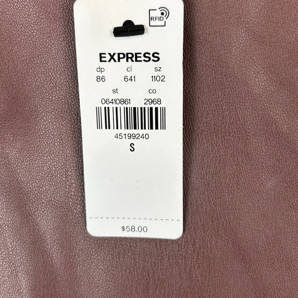 Express Womens Brown Faux Leather Peplum Sleeveless Top Size S NWT 06410861 - Picture 4 of 10